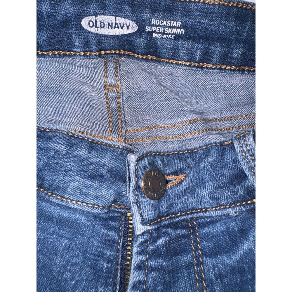 Old Navy Rockstar Mid-Rise Super Skinny Jeans Womens Size 6 Blue Denim - Picture 3 of 8